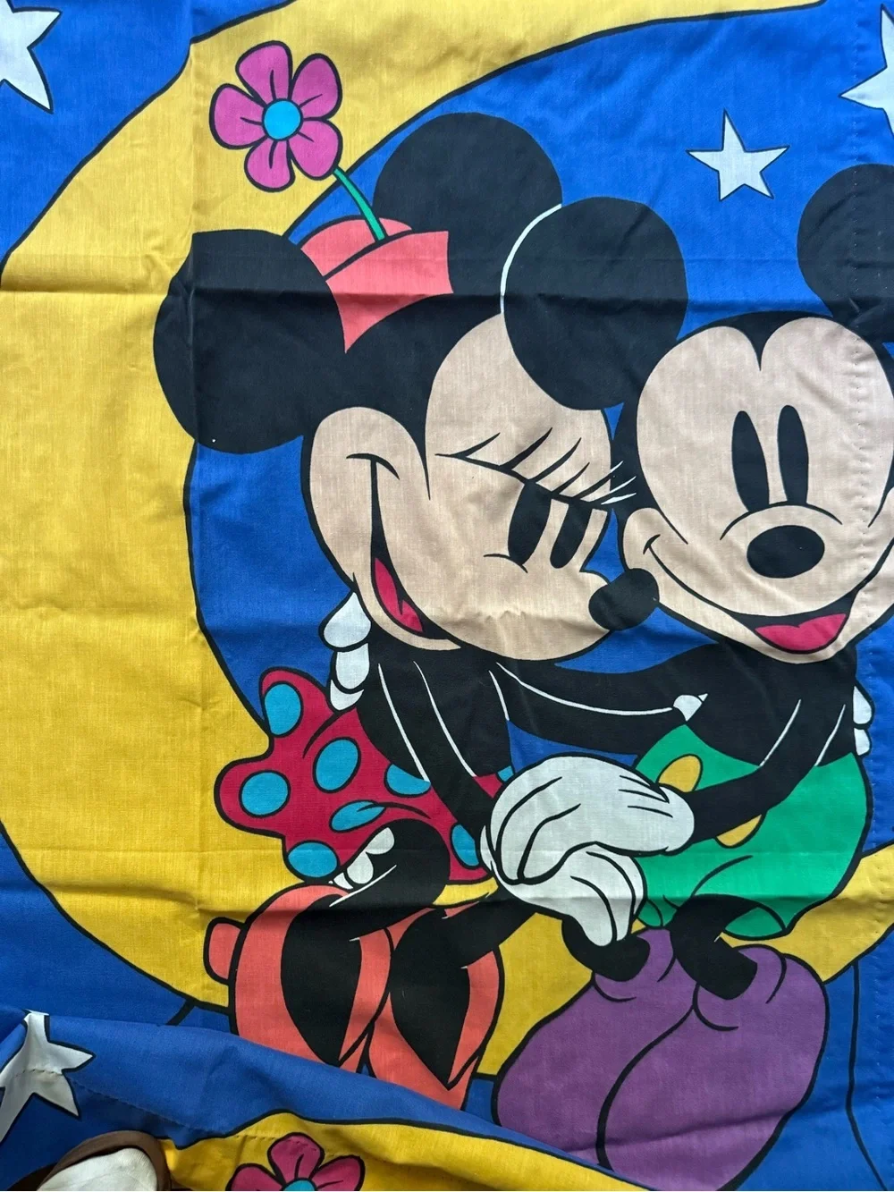 Vintage 90s two or four curtain panel Mickey & Minnie Mouse on crecent moon